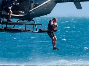 Paul jumps out helicopter…